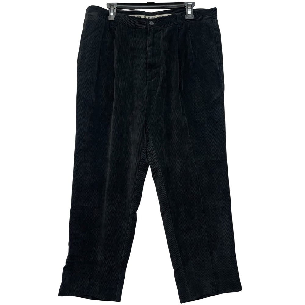 VTG Solitude Shaun Tomson Black Corduroy Pants Pleated Floral Lined 36x27‎
